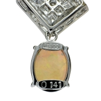 オパール 1.41ct ダイヤモンド 0.70ct ネックレス Pt900プラチナ/K18WGホワイトゴールド 18金 4.9g 46cm レディース【中古】【真子質店】【NN】【YTK】