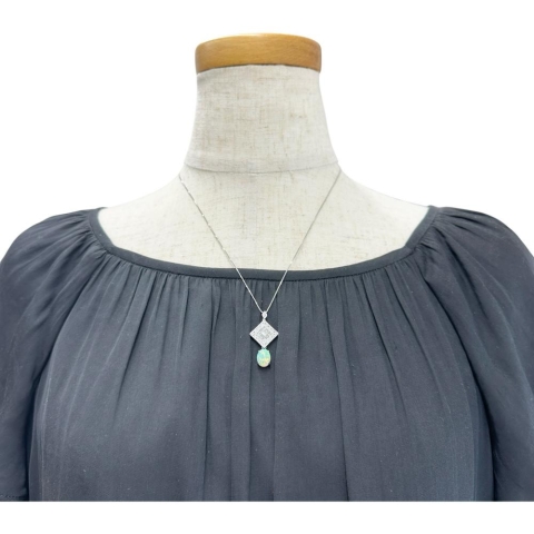 オパール 1.41ct ダイヤモンド 0.70ct ネックレス Pt900プラチナ/K18WGホワイトゴールド 18金 4.9g 46cm レディース【中古】【真子質店】【NN】【YTK】