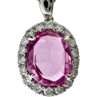 ピンクサファイア 1.56ct ダイヤモンド 0.20ct ネックレス K18WGホワイトゴールド 18金 4.4g 46cm レディース【中古】【真子質店】【NN】【SSx】