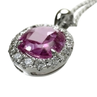 ピンクサファイア 1.56ct ダイヤモンド 0.20ct ネックレス K18WGホワイトゴールド 18金 4.4g 46cm レディース【中古】【真子質店】【NN】【SSx】