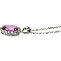 ピンクサファイア 1.56ct ダイヤモンド 0.20ct ネックレス K18WGホワイトゴールド 18金 4.4g 46cm レディース【中古】【真子質店】【NN】【SSx】