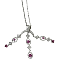 ルビー 0.63ct ダイヤモンド 0.20ct ネックレス K18WGホワイトゴールド 18金 7.5g 45cm レディース【中古】【真子質店】【NN】【ITIx】