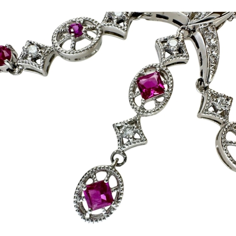 ルビー 0.63ct ダイヤモンド 0.20ct ネックレス K18WGホワイトゴールド 18金 7.5g 45cm レディース【中古】【真子質店】【NN】【ITIx】