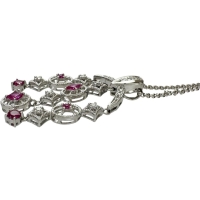ルビー 0.63ct ダイヤモンド 0.20ct ネックレス K18WGホワイトゴールド 18金 7.5g 45cm レディース【中古】【真子質店】【NN】【ITIx】