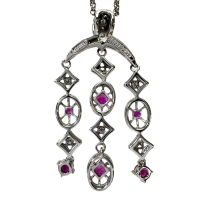 ルビー 0.63ct ダイヤモンド 0.20ct ネックレス K18WGホワイトゴールド 18金 7.5g 45cm レディース【中古】【真子質店】【NN】【ITIx】