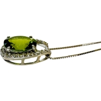 ペリドット 3.53ct ダイヤモンド 0.32ct ネックレス K18WGホワイトゴールド 18金 4.8g 45cm レディース【中古】【真子質店】【NN】【KDMi】