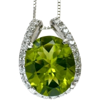 ペリドット 3.53ct ダイヤモンド 0.32ct ネックレス K18WGホワイトゴールド 18金 4.8g 45cm レディース【中古】【真子質店】【NN】【KDMi】