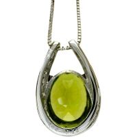ペリドット 3.53ct ダイヤモンド 0.32ct ネックレス K18WGホワイトゴールド 18金 4.8g 45cm レディース【中古】【真子質店】【NN】【KDMi】
