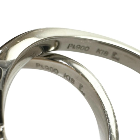 13.5号 若菜英司 セパレートリング フラワーモチーフ サファイア 0.28/0.42ct ダイヤモンド 0.30/0.12ct リング・指輪 Pt900プラチナ/K18ゴールド 18金 14.4g レディース【中古】【真子質店】【NN】【IMaMoMa】