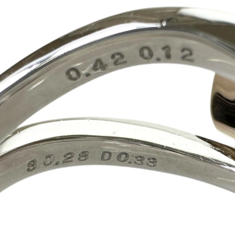 13.5号 若菜英司 セパレートリング フラワーモチーフ サファイア 0.28/0.42ct ダイヤモンド 0.30/0.12ct リング・指輪 Pt900プラチナ/K18ゴールド 18金 14.4g レディース【中古】【真子質店】【NN】【IMaMoMa】
