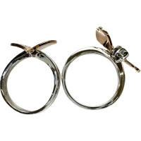 13.5号 若菜英司 セパレートリング フラワーモチーフ サファイア 0.28/0.42ct ダイヤモンド 0.30/0.12ct リング・指輪 Pt900プラチナ/K18ゴールド 18金 14.4g レディース【中古】【真子質店】【NN】【IMaMoMa】