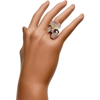 13.5号 若菜英司 セパレートリング フラワーモチーフ サファイア 0.28/0.42ct ダイヤモンド 0.30/0.12ct リング・指輪 Pt900プラチナ/K18ゴールド 18金 14.4g レディース【中古】【真子質店】【NN】【IMaMoMa】