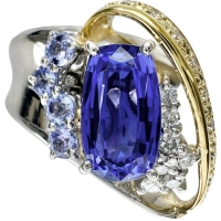 13.5号 タンザナイト 2.499ct ダイヤモンド 計0.23ct リング・指輪 K18ゴールド 18金/Pt900プラチナ 13.4g レディース【中古】【真子質店】【NN】【IMoDx】