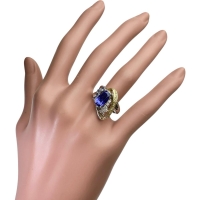 13.5号 タンザナイト 2.499ct ダイヤモンド 計0.23ct リング・指輪 K18ゴールド 18金/Pt900プラチナ 13.4g レディース【中古】【真子質店】【NN】【IMoDx】