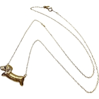 ダックスフンド 犬モチーフ ダイヤモンド 0.01ct ネックレス K18ゴールド 18金 3.3g 47cm レディース【中古】【真子質店】【NN】【MoMiMa】