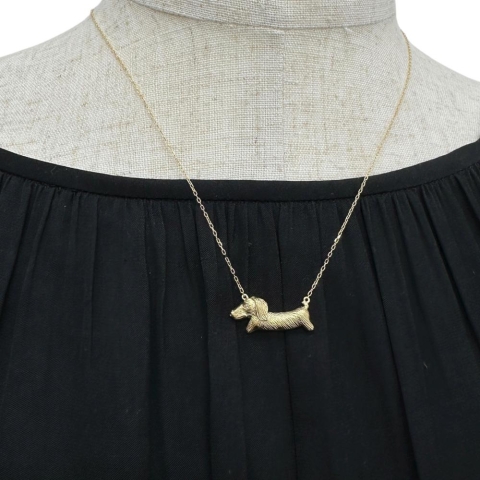 ダックスフンド 犬モチーフ ダイヤモンド 0.01ct ネックレス K18ゴールド 18金 3.3g 47cm レディース【中古】【真子質店】【NN】【MoMiMa】
