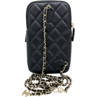 【CHANEL/シャネル】 マトラッセ フォンポーチ AP3739 ショルダーバッグ ラムスキン/レザー ブラック レディース【中古】【真子質店】【BL】【TMoMox】