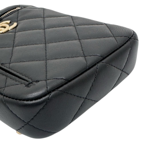 【CHANEL/シャネル】 マトラッセ フォンポーチ AP3739 ショルダーバッグ ラムスキン/レザー ブラック レディース【中古】【真子質店】【BL】【TMoMox】