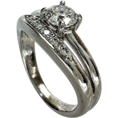 10号 ダイヤモンド(G-SI2) 0.521ct ダイヤモンド 計0.07ct リング・指輪 Pt900プラチナ 7.5g レディース【中古】【真子質店】【NN】【YKx】