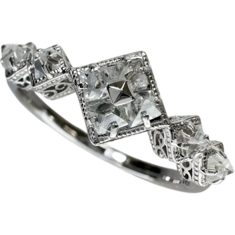 17.5号 ラフダイヤモンド 計0.40ct リング・指輪 K18WGホワイトゴールド 18金 3.8g レディース【中古】【真子質店】【NN】【MoMox】