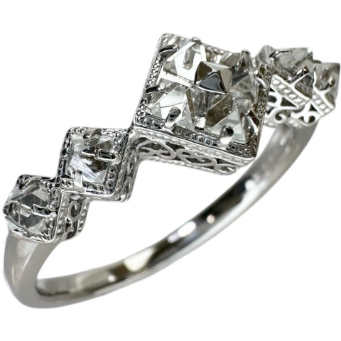 17.5号 ラフダイヤモンド 計0.40ct リング・指輪 K18WGホワイトゴールド 18金 3.8g レディース【中古】【真子質店】【NN】【MoMox】