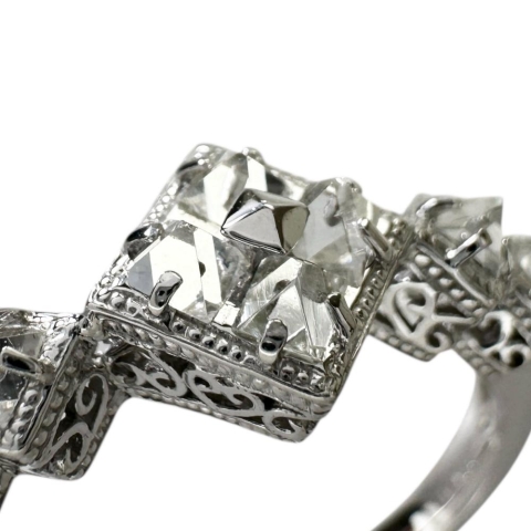 17.5号 ラフダイヤモンド 計0.40ct リング・指輪 K18WGホワイトゴールド 18金 3.8g レディース【中古】【真子質店】【NN】【MoMox】