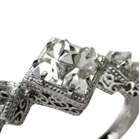 17.5号 ラフダイヤモンド 計0.40ct リング・指輪 K18WGホワイトゴールド 18金 3.8g レディース【中古】【真子質店】【NN】【MoMox】