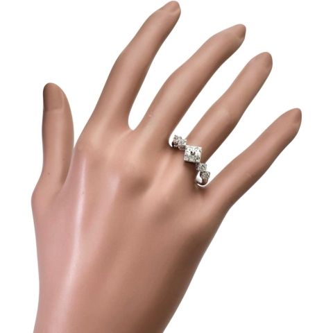 17.5号 ラフダイヤモンド 計0.40ct リング・指輪 K18WGホワイトゴールド 18金 3.8g レディース【中古】【真子質店】【NN】【MoMox】
