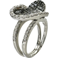 10号【Ponte Vecchio/ポンテヴェキオ】 ハートデザイン ブラックダイヤモンド 0.99ct ダイヤモンド 0.88ct リング・指輪 K18WGホワイトゴールド 18金 13.2g レディース【中古】【真子質店】【GD】【TMoYMa】