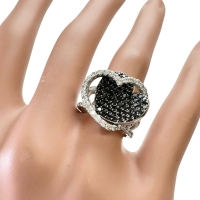 10号【Ponte Vecchio/ポンテヴェキオ】 ハートデザイン ブラックダイヤモンド 0.99ct ダイヤモンド 0.88ct リング・指輪 K18WGホワイトゴールド 18金 13.2g レディース【中古】【真子質店】【GD】【TMoYMa】