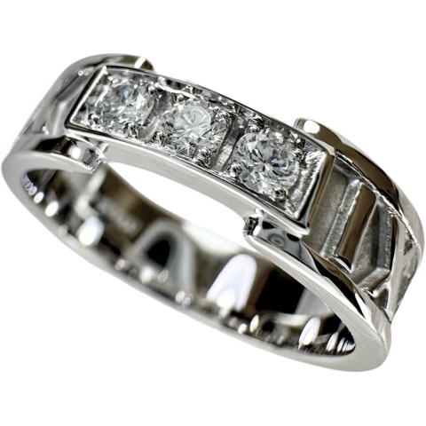 12号【TIFFANY&Co./ティファニー】 アトラス 3Pダイヤモンド リング・指輪 K18WGホワイトゴールド 18金 5.1g レディース【中古】【真子質店】【GD】【MiDK】