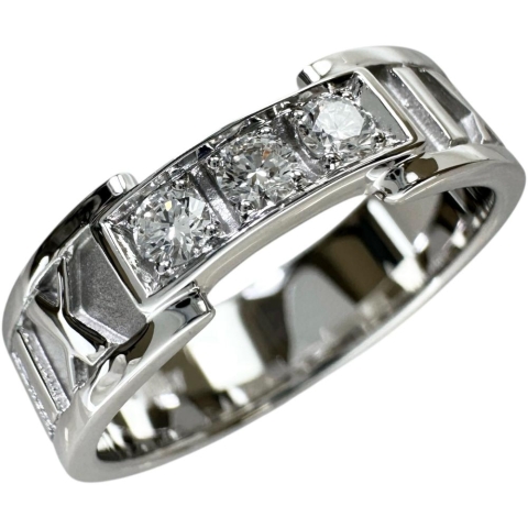 12号【TIFFANY&Co./ティファニー】 アトラス 3Pダイヤモンド リング・指輪 K18WGホワイトゴールド 18金 5.1g レディース【中古】【真子質店】【GD】【MiDK】