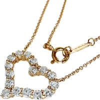 【TIFFANY&Co./ティファニー】 センチメンタルハート スモール 16Pダイヤモンド ネックレス K18PGピンクゴールド 18金 3.0g 40.5/45.5cm レディース【中古】【真子質店】【GD】【TTxx】