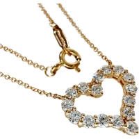 【TIFFANY&Co./ティファニー】 センチメンタルハート スモール 16Pダイヤモンド ネックレス K18PGピンクゴールド 18金 3.0g 40.5/45.5cm レディース【中古】【真子質店】【GD】【TTxx】