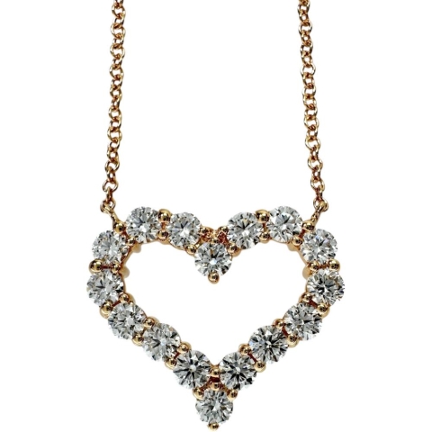 【TIFFANY&Co./ティファニー】 センチメンタルハート　スモール 16Pダイヤモンド ネックレス K18PGピンクゴールド 18金 3.0g 40.5/45.5cm レディース【中古】【真子質店】【GD】【TTxx】