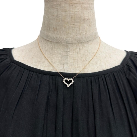 【TIFFANY&Co./ティファニー】 センチメンタルハート　スモール 16Pダイヤモンド ネックレス K18PGピンクゴールド 18金 3.0g 40.5/45.5cm レディース【中古】【真子質店】【GD】【TTxx】