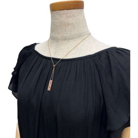 【GUCCI/グッチ】 ロゴプレート ピンクサファイア ネックレス K18PGピンクゴールド 18金 7.1g 38・40・42cm レディース【中古】【真子質店】【GD】【IIxx】