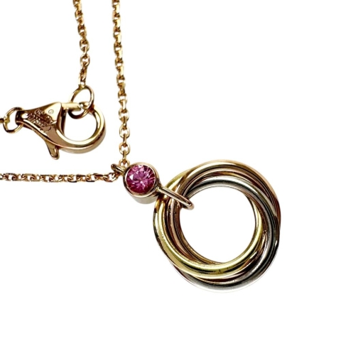 【CARTIER/カルティエ】 ベビートリニティ ピンクサファイア ネックレス K18ゴールド 18金/YG/WG/PG 3.0g 40cm レディース【中古】【真子質店】【GD】【IMaSK】