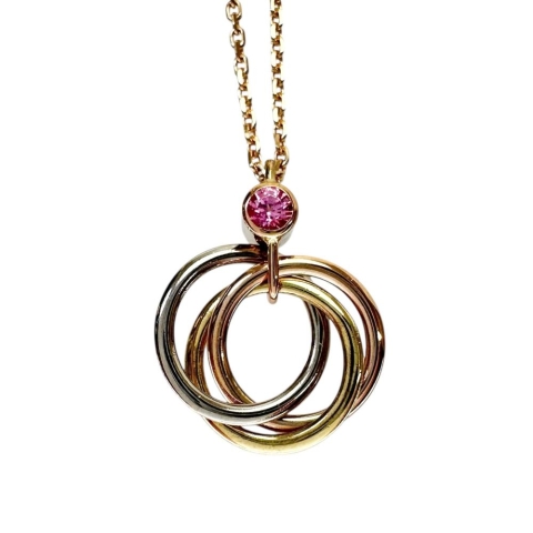 【CARTIER/カルティエ】 ベビートリニティ ピンクサファイア ネックレス K18ゴールド 18金/YG/WG/PG 3.0g 40cm レディース【中古】【真子質店】【GD】【IMaSK】