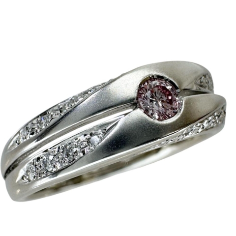 16号 ファンシーライトピンクダイヤモンド（FLP-SI2） 0.112ct ダイヤモンド 0.15ct リング・指輪 Pt900プラチナ 7.2g レディース【中古】【真子質店】【NN】【SKS】