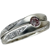 16号 ファンシーライトピンクダイヤモンド(FLP-SI2) 0.112ct ダイヤモンド 0.15ct リング・指輪 Pt900プラチナ 7.2g レディース【中古】【真子質店】【NN】【SKS】