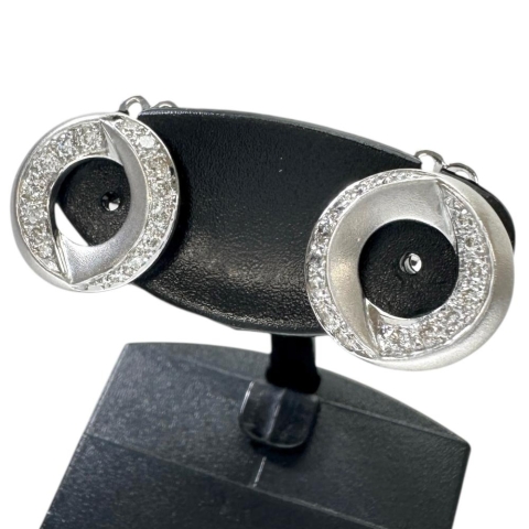 サークル ダイヤモンド ピアス K18WGホワイトゴールド 18金 3.5g レディース【中古】【真子質店】【NN】【YIY】