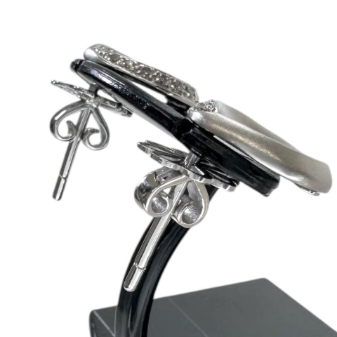 サークル ダイヤモンド ピアス K18WGホワイトゴールド 18金 3.5g レディース【中古】【真子質店】【NN】【YIY】