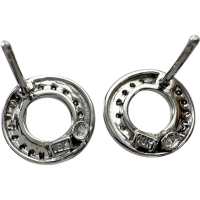 サークル ダイヤモンド ピアス K18WGホワイトゴールド 18金 3.5g レディース【中古】【真子質店】【NN】【YIY】