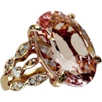 14号 モルガナイト 5.16ct ダイヤモンド 0.13ct リング・指輪 K18PGピンクゴールド 18金 4.6g レディース【中古】【真子質店】【NN】【MiMaY】