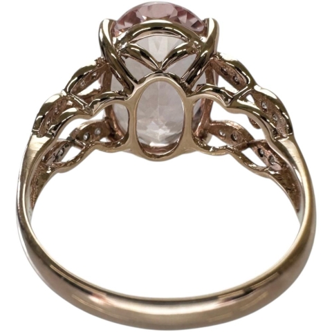 14号 モルガナイト 5.16ct ダイヤモンド 0.13ct リング・指輪 K18PGピンクゴールド 18金 4.6g レディース【中古】【真子質店】【NN】【MiMaY】