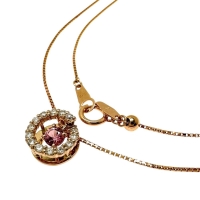 パパラチャサファイア 0.21ct ダイヤモンド 計0.20ct ネックレス K18PGピンクゴールド 18金 3.7g 50cm レディース【中古】【真子質店】【NN】【KKx】