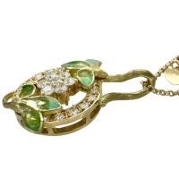 【中嶋邦夫】花/フラワーモチーフ ダイヤモンド 0.46ct ネックレス K18ゴールド 18金/エナメル 6.8g 45cm レディース【中古】【真子質店】【BL】【ISMix】