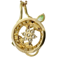 【中嶋邦夫】花/フラワーモチーフ ダイヤモンド 0.46ct ネックレス K18ゴールド 18金/エナメル 6.8g 45cm レディース【中古】【真子質店】【BL】【ISMix】