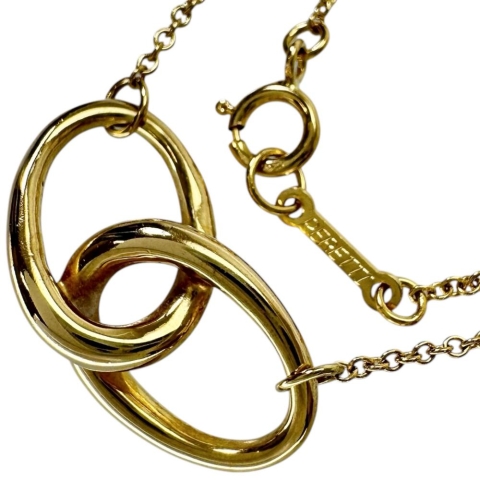 【TIFFANY&Co./ティファニー】 ネックレス ダブルループ ペレッティ K18ゴールド 18金 4.0g 40cm レディース【中古】【真子質店】【GD】【YSMa】